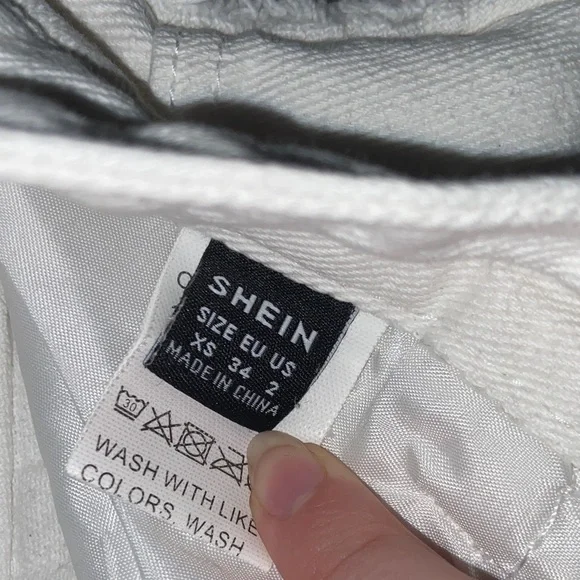 SHEIN White Distressed Jean Shorts - Picture 2 of 3